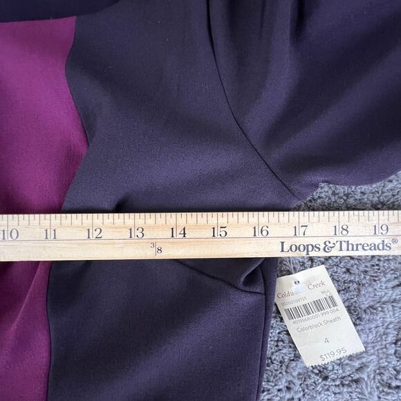 NWT Coldwater Creek Sheath Dress 4 | Colorblock Purple Black Mod Classic Elegant - Picture 5 of 11
